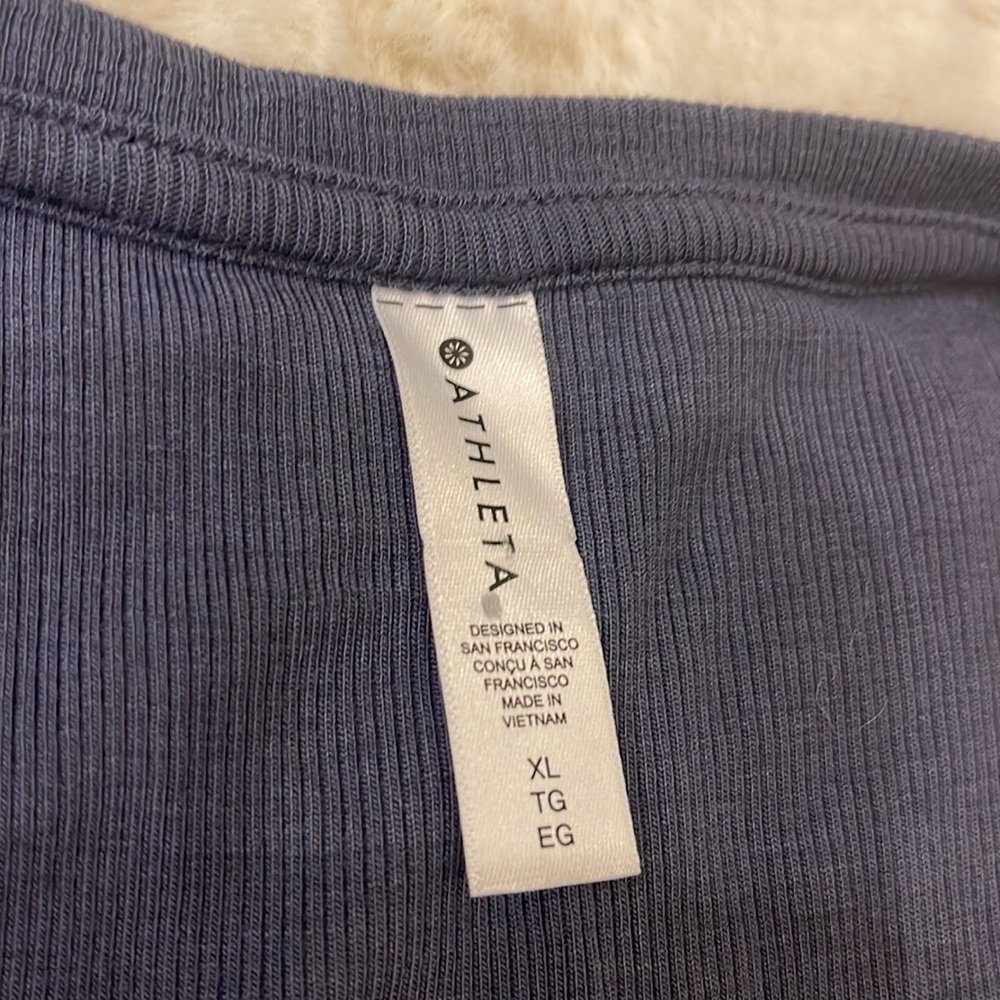 NWT ATHLETA XL Blue Ribbed Tank Top Well Rested Rib Style Sleep Tank Camisole - Picture 4 of 8